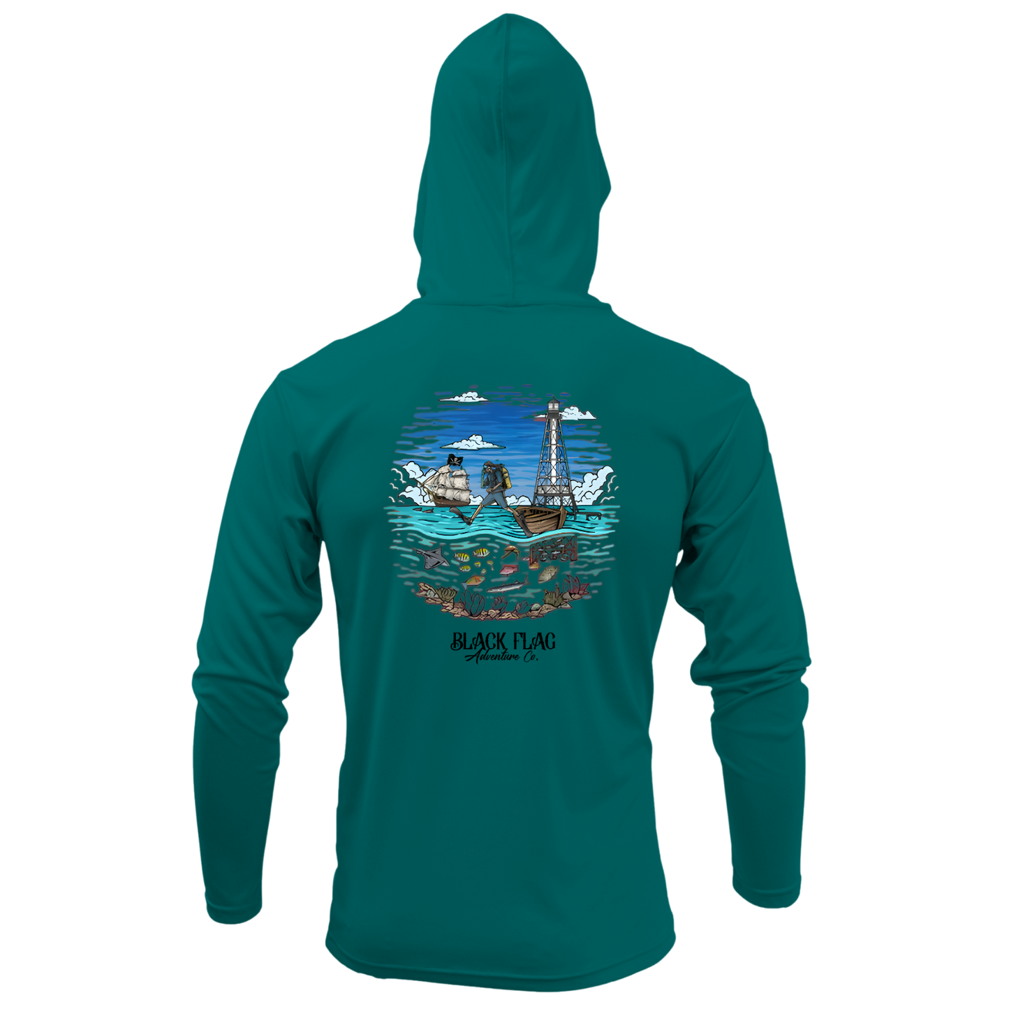 Alligator Blues Hooded UPF LS Shirt