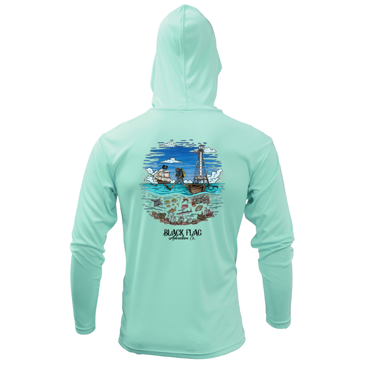 Alligator Blues Hooded UPF LS Shirt