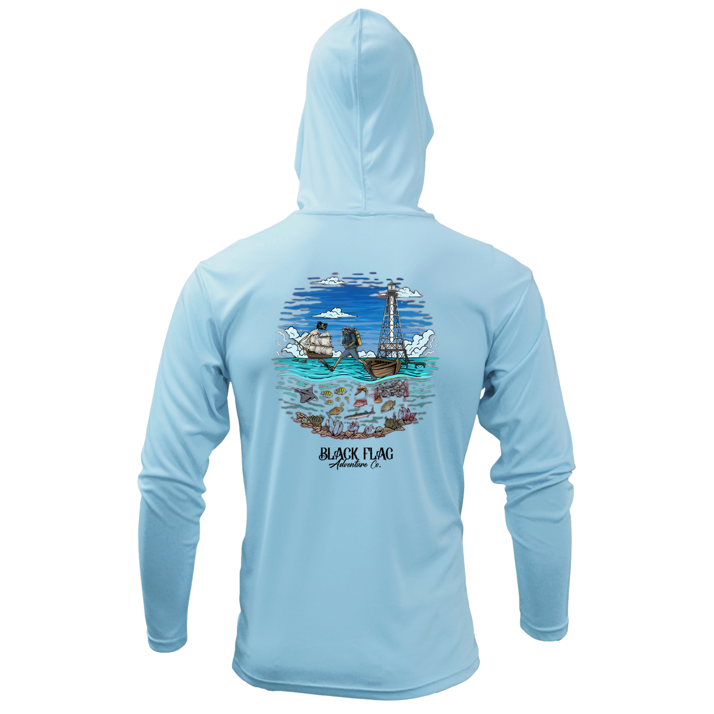 Alligator Blues Hooded UPF LS Shirt