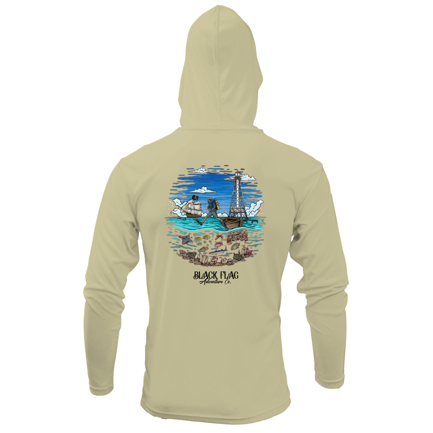 Alligator Blues Hooded UPF LS Shirt