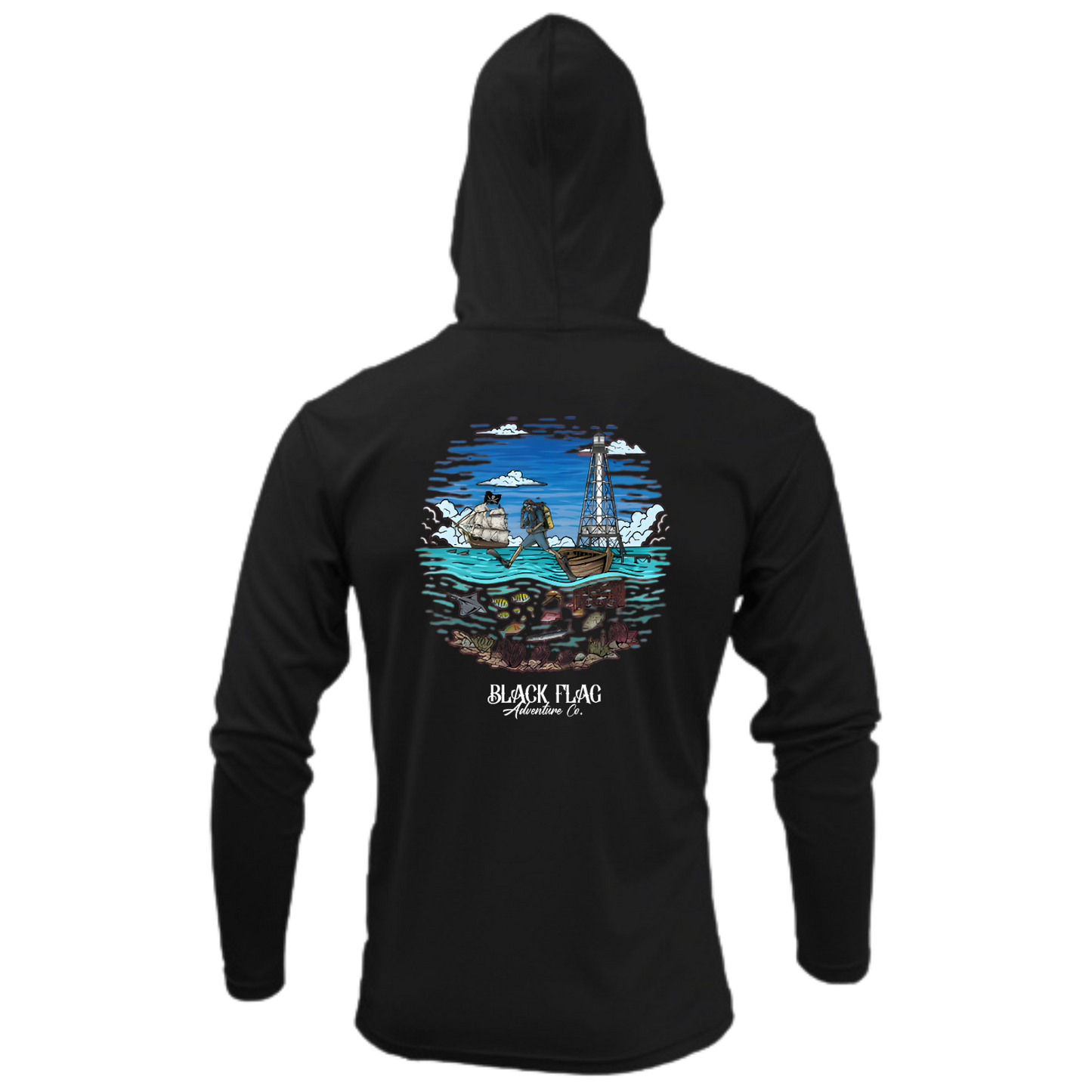 Alligator Blues Hooded UPF LS Shirt